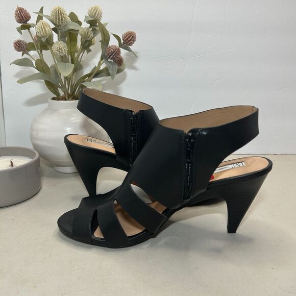 INC International Concepts Shoe Side Zip Black Open Toe Heel Women's US 10M NWOB - Picture 6 of 10